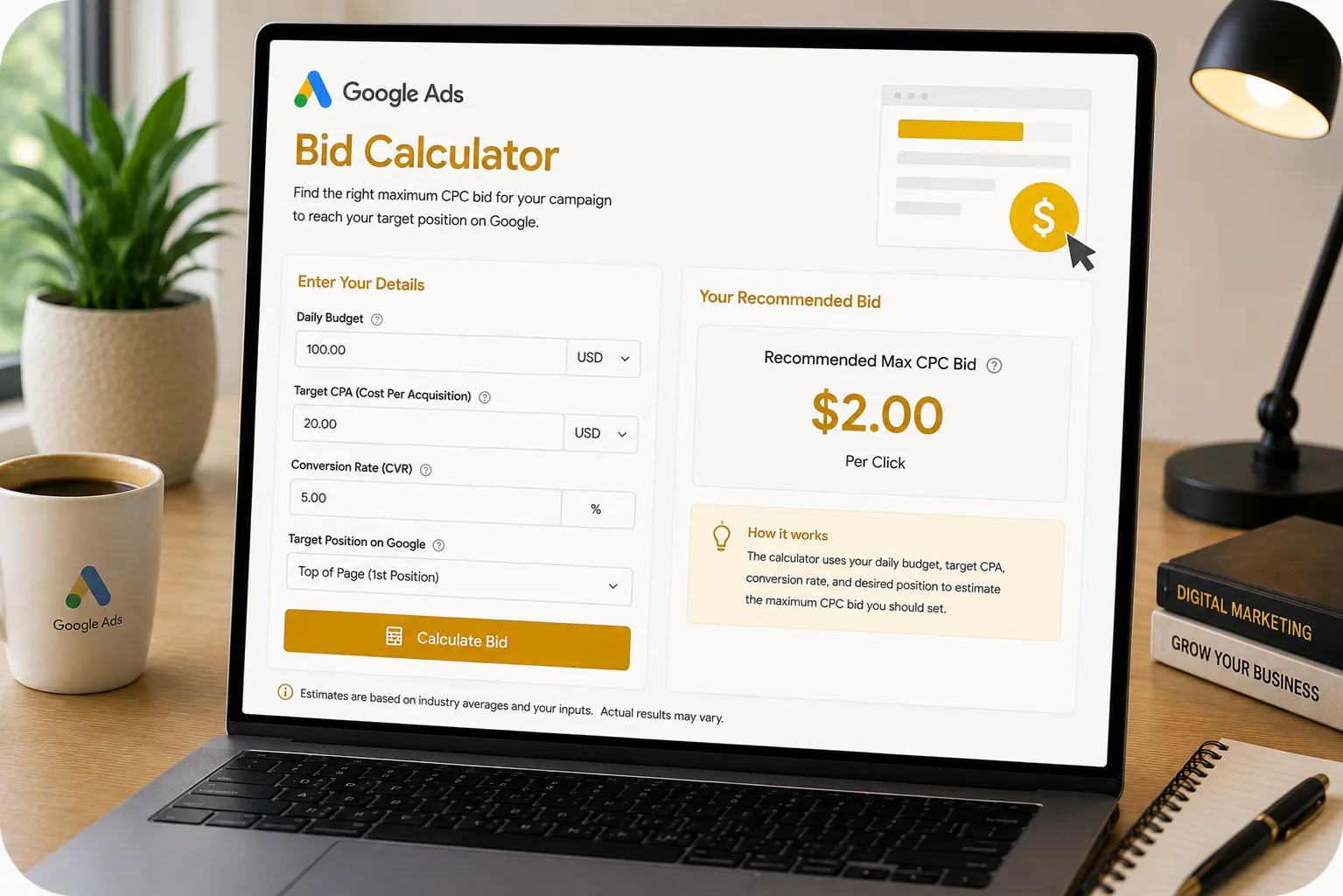 Google Ads Bid Calculator Formula Image